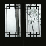 Trees Seen Through House Windows in Pingyao Fotografie-Druck von Robert van der Hilst