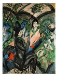Couple Under Japanese Screen reproduction procédé giclée par Ernst Ludwig Kirchner