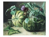 A Still Life of Pumpkins and Artichokes Giclee-trykk av Carl Vilhelm Balsgaard