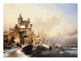 Figures Crossing a Bridge Giclee Print by Frederik Marianus Kruseman