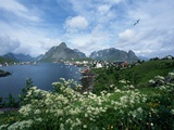 View of Fishing Village and Island Photographic Print by Kevin Schafer