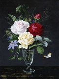 A Still Life of Roses and Clematis Photographic Print by Olaf August Hermansen