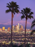 Two Palm Trees with Distant Los Angeles Photographic Print by Joseph Sohm
