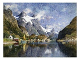 A Norwegian Fjord Painting by Adelsteen Normann Giclee Print