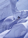 Person Skiing on Glacier in Alps Photographic Print