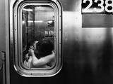 Passionate Couple Kissing in a Subway Car Photographic Print by Matthew Alan