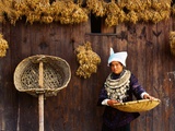 Miao Woman and Drying Produce Photographic Print by Keren Su