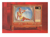 Woman in Yellow Two-Piece on TV Print