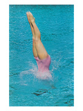 Lady Diving into Pool, Retro Photo