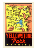 Yellowstone National Park Map, Montana Poster