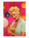 Blonde with Balloons Lámina