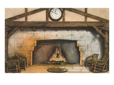 Fireplace, Glacier Hotel, Glacier Park, Montana Print