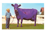 Girl with Purple Cow Posters
