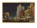 Night, Business District, Lansing, Michigan Posters