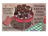 Portable Barbecue Grill, Retro Prints