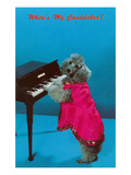 Poodle Playing Piano, Retro Prints