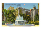 Memorial Fountain, Detroit, Michigan Prints