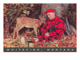 Sleeping Hunter with Fawn, Whitefish, Montana Prints