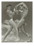 Two Naked Muscle Men Wrestling Posters