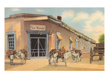 Burros with Firewood, La Fonda, Santa Fe, New Mexico Print