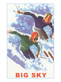 Couple Skiing, Big Sky, Montana Posters