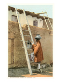 Water Carrier in Tesuque Pueblo, New Mexico Posters