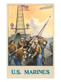 US Marines, Firing Anti-Aircraft Guns Posters