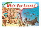 Who's for Lunch, Giant Alligator at Beach Láminas