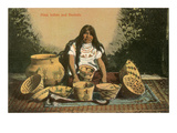 Pima Indian with Baskets Prints