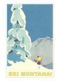 Ski Montana, Snow on Pine Tree Posters