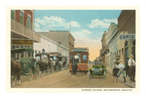 Early Street Scene, Matamoros, Mexico Poster