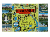Map and Scenes of Minneapolis, Minnesota Prints