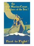 Marine Recruitment Poster, First to Fight Prints
