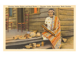 Cherokee Indian with Pottery, North Carolina Prints