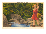 Lady Fishing, Big Sky, Montana Prints