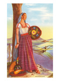 Michoacan Lady with Pottery Print