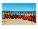 14 Double Bass Players at the Beach, Retro Posters