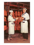 Meatpackers Checking Sausages Prints