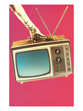 Gloved Arm Carrying Portable TV Posters