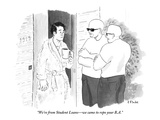 "We're from Student Loans—we came to repo your B.A." - New Yorker Cartoon Premium Giclee Print by Emily Flake