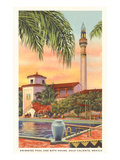 Pool and Minaret, Agua Caliente, Tijuana, Mexico Poster