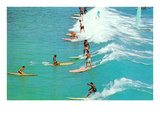 Surfing with Long Boards Posters