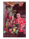 Tiki Man with Exotic Drinks, Retro Fotografía Tiki Man with Exotic Drinks, Retro Fotografía