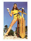 Girl with Sled, Retro Pósters