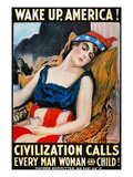 'Wake Up America' Poster Giclee Print by James Montgomery Flagg