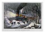 Railroad Snow Scene, 1872 Giclee Print by Currier & Ives 