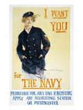 World War I: Navy Poster reproduction procédé giclée par Howard Chandler Christy
