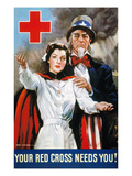 World War Ii: Red Cross Giclee-trykk av James Montgomery Flagg