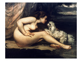 Courbet: Nude W/Dog, 1861 Giclee Print by Gustave Courbet