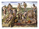 Native Americans: Disease reproduction procédé giclée par Theodor de Bry